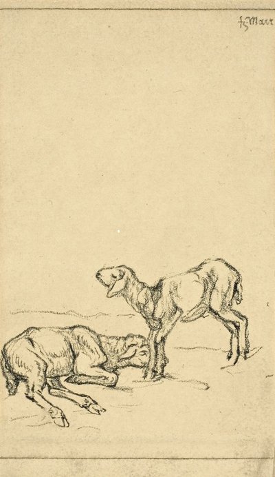 Two Lambs by Franz Marc